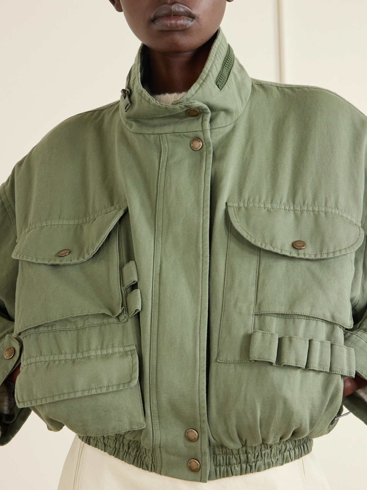Cotton And Linen-Blend Twill Bomber Jacket