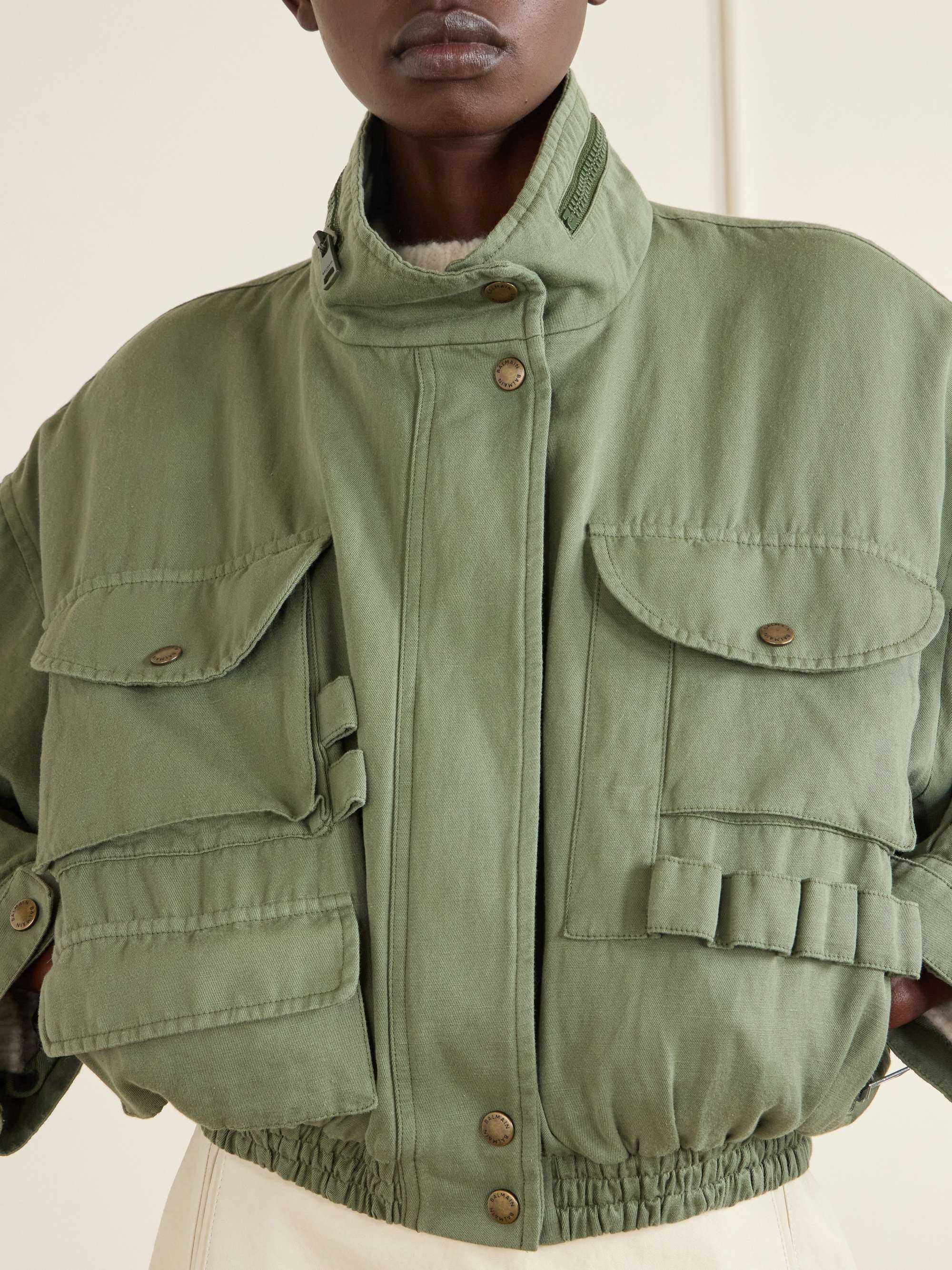BALMAIN Cotton and linen-blend twill bomber jacket | NET-A-PORTER