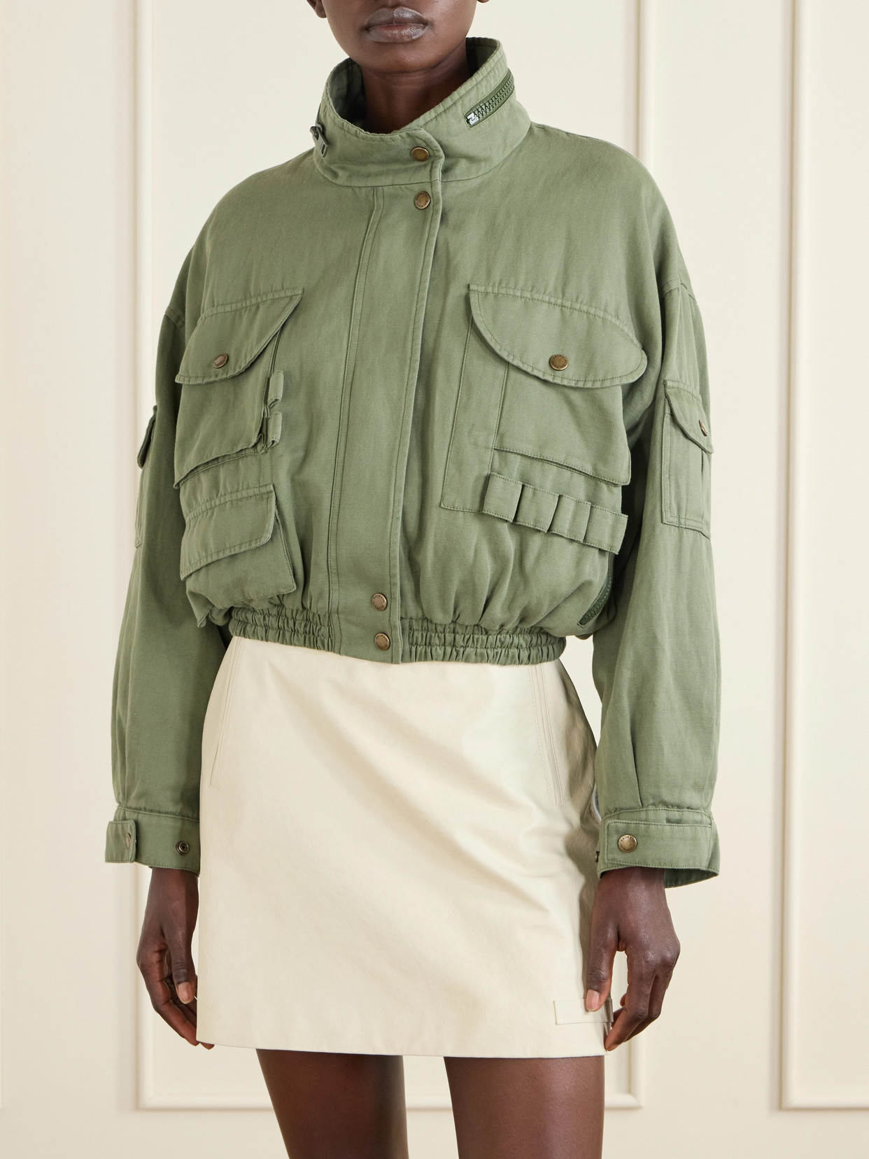 Cotton And Linen-Blend Twill Bomber Jacket
