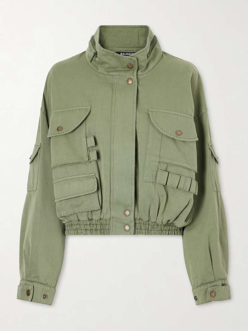Balmain Cotton And Linen-blend Twill Bomber Jacket