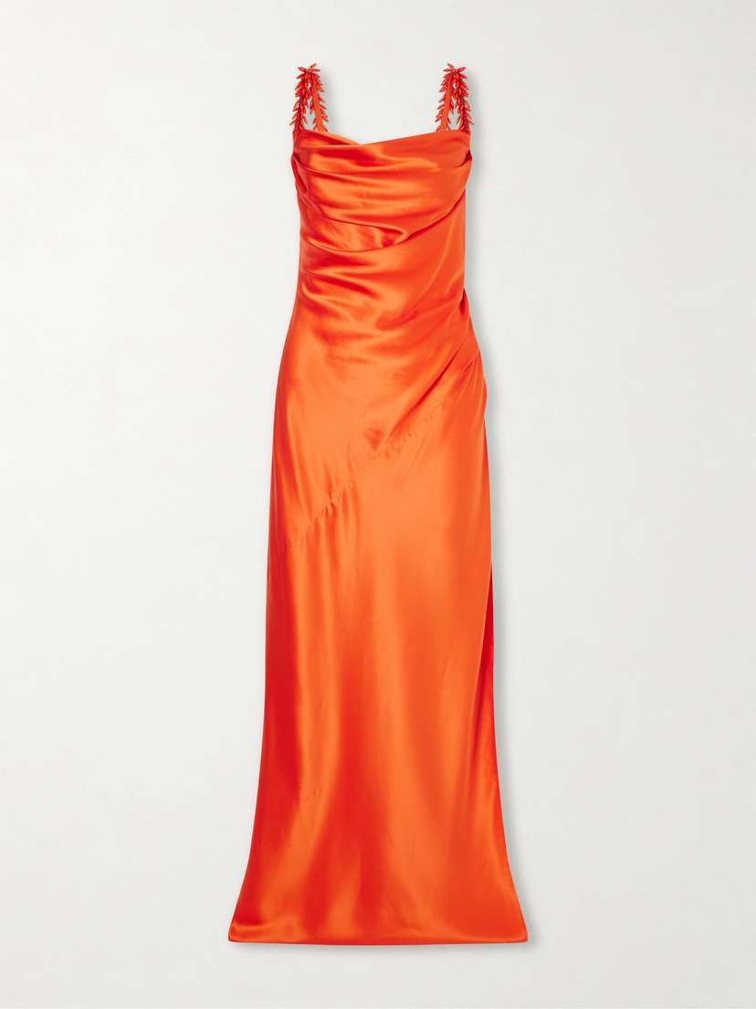 Shoulders Embellished Silk Dress