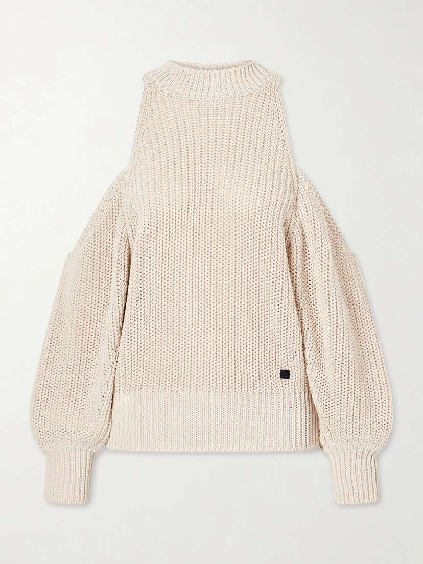 Balmain Cut-out Knitted Cotton Sweater