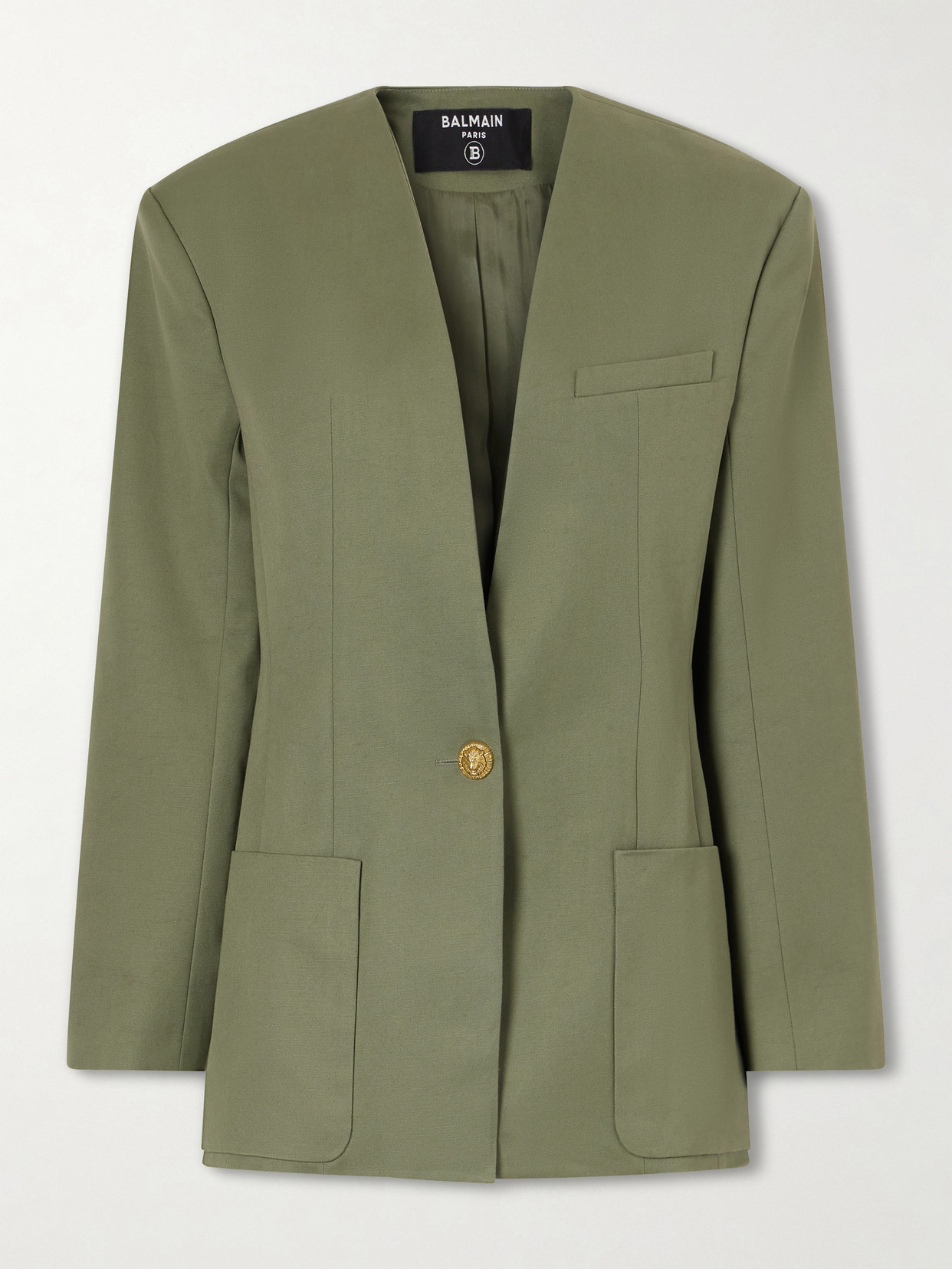Balmain Cotton-twill Blazer In Green