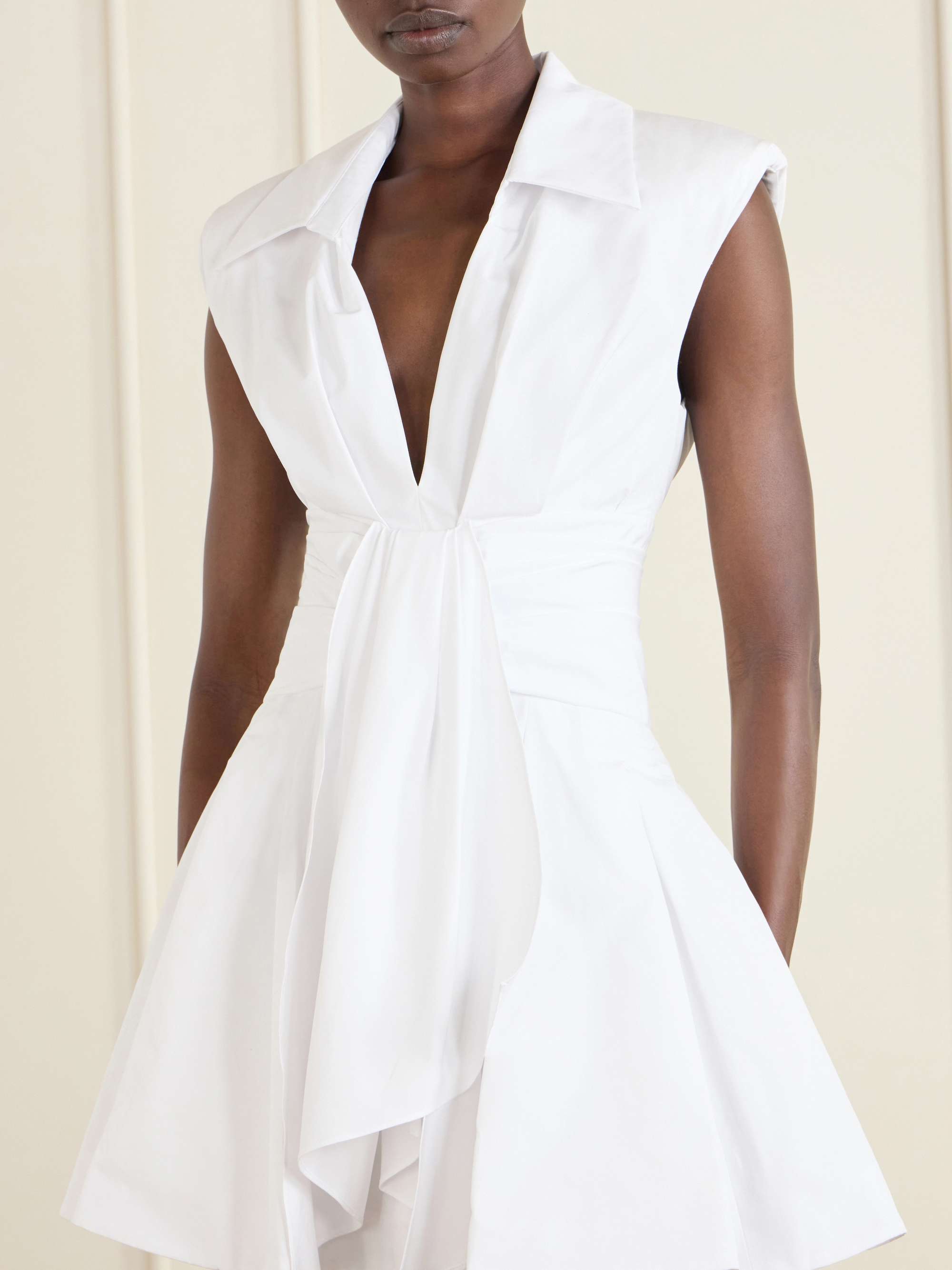 BALMAIN Belted pleated cotton-poplin mini dress | NET-A-PORTER