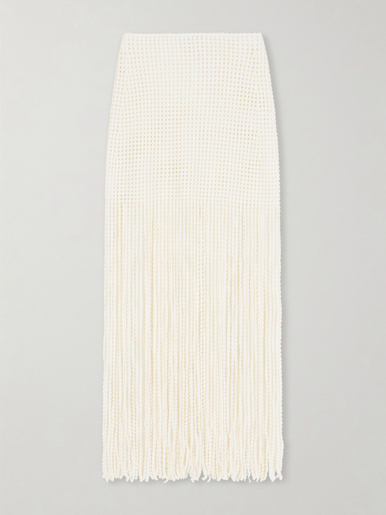 Alaïa Knitted Fringed Midi Skirt In White