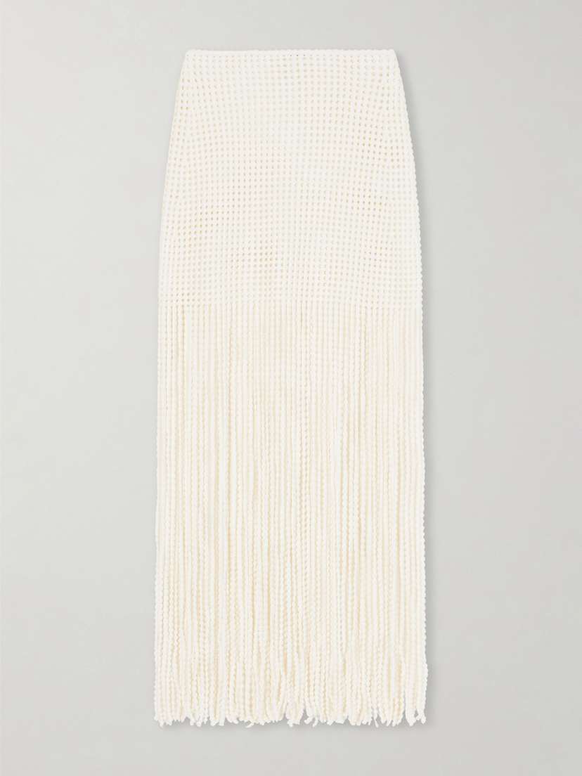 Alaïa Knitted Fringed Midi Skirt