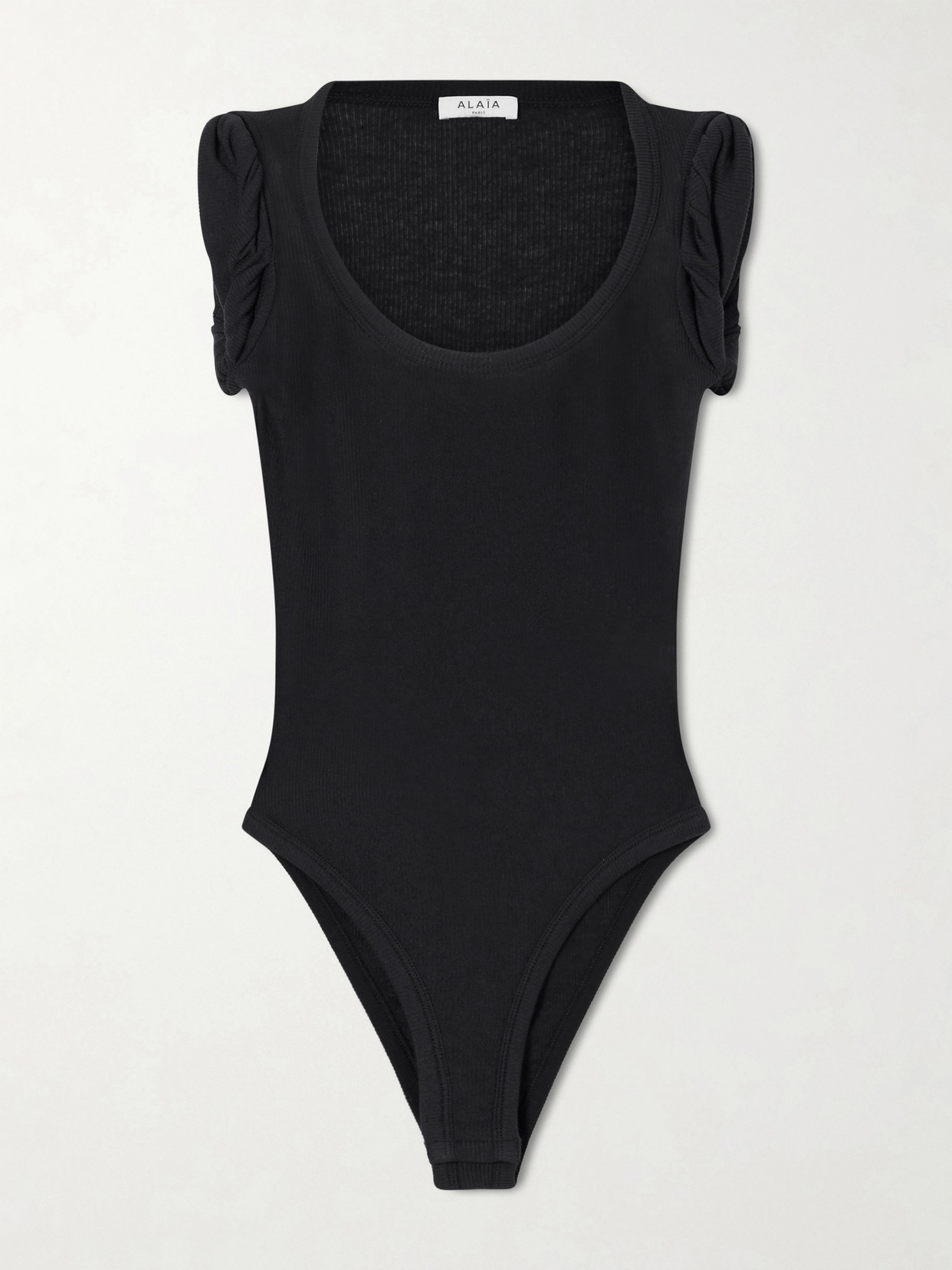 Alaïa Ribbed Modal-blend Jersey Bodysuit In Black