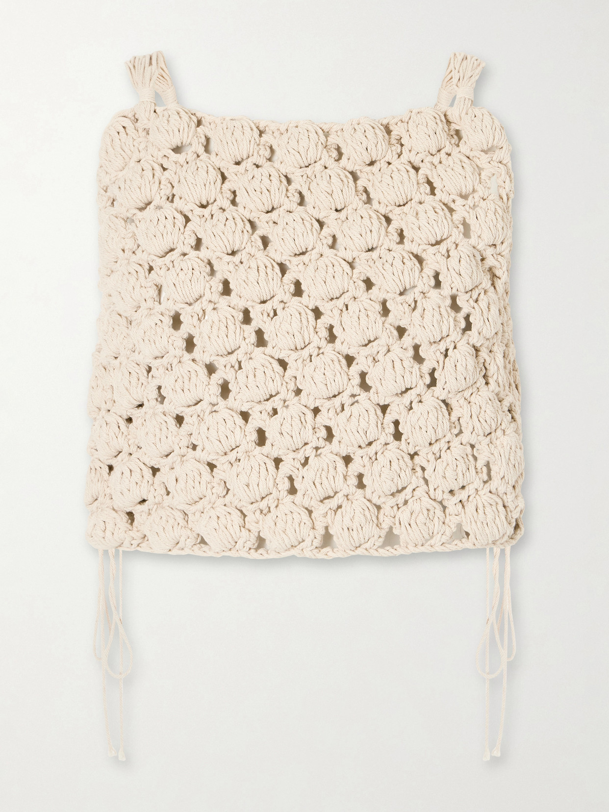 Balmain Cropped Crochet Cotton Top In Neutral
