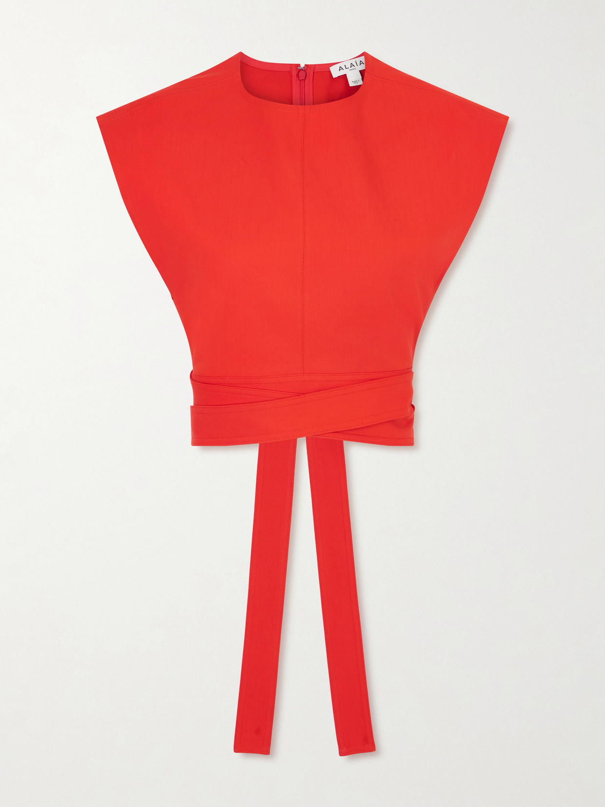 Alaïa Cropped Cotton-poplin Top In Red