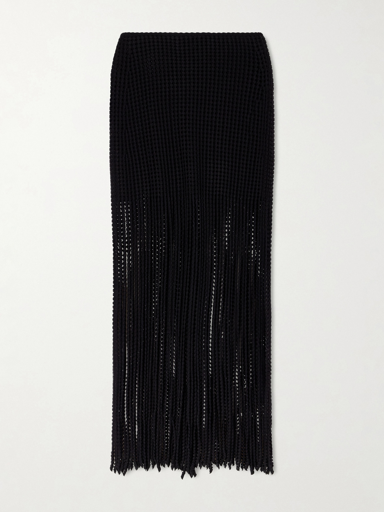 Alaïa Knitted Fringed Midi Skirt In Black