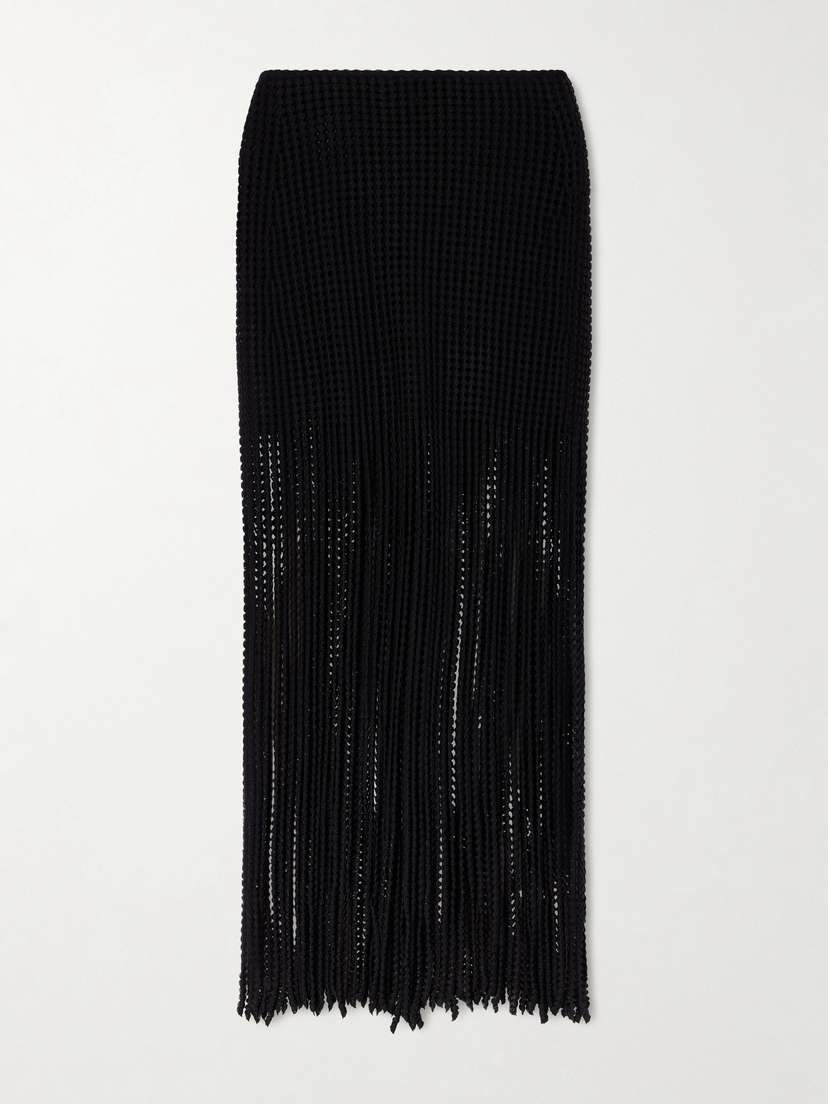 Alaïa Knitted Fringed Midi Skirt