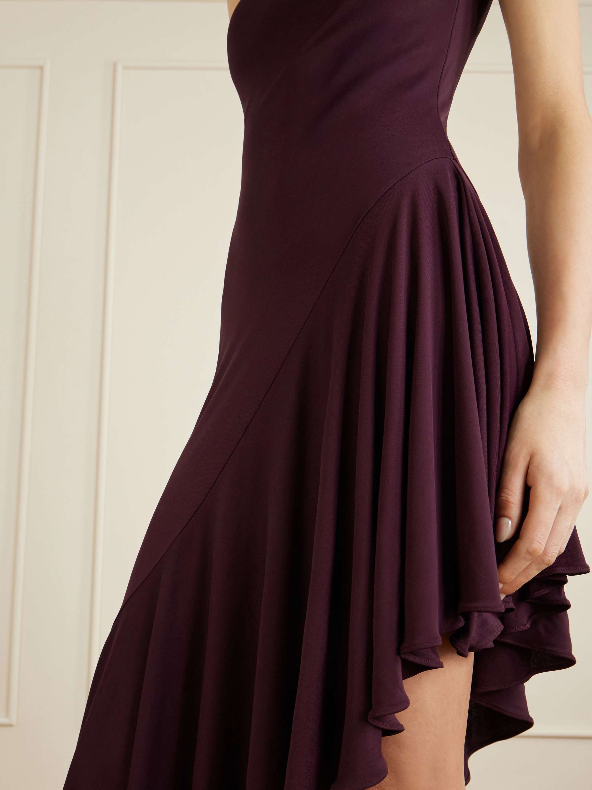 Alaa Asymmetrical Midi Dress - Bordeaux