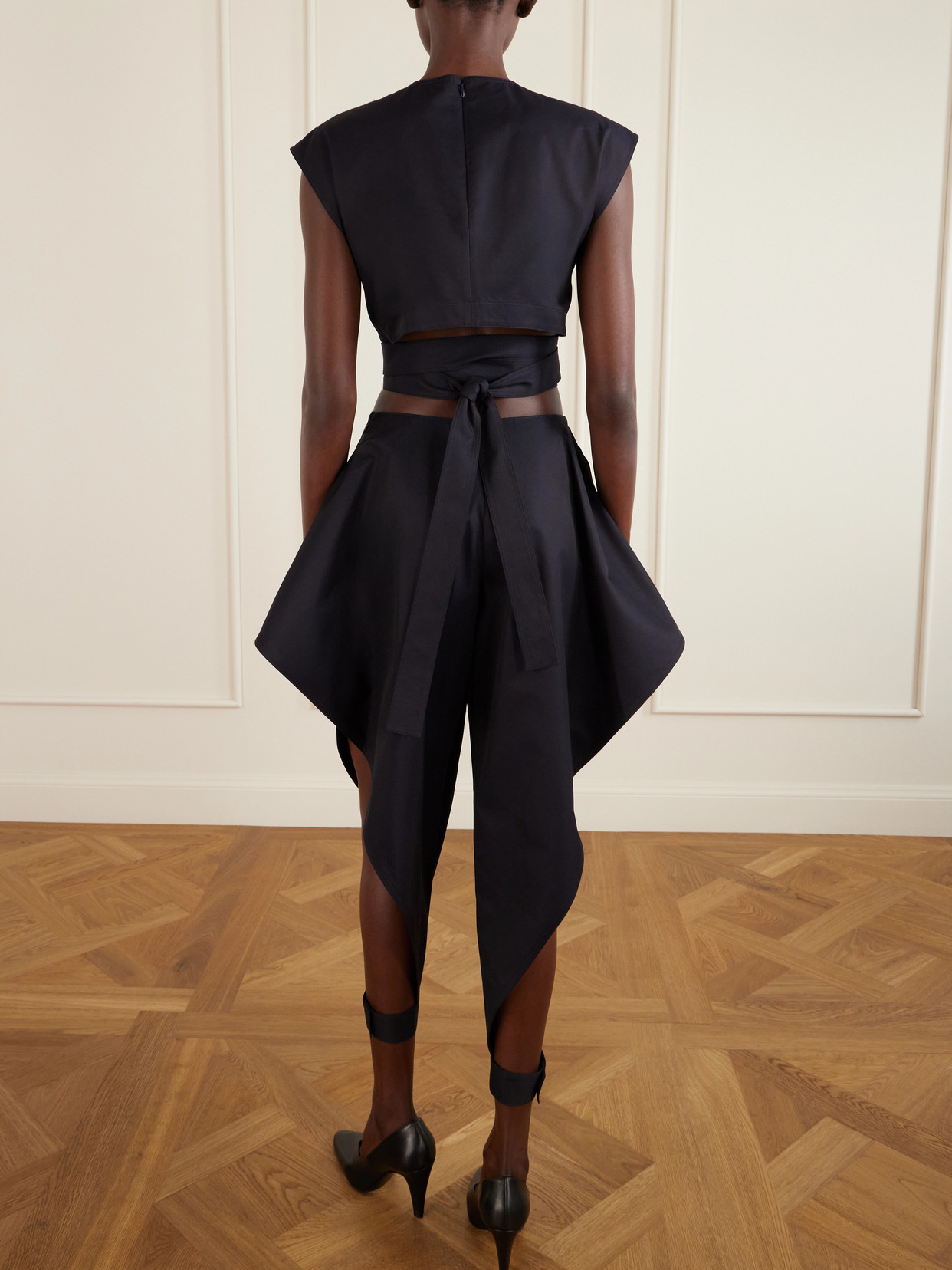 Alaïa - Belted Cropped Cotton-Gabardine Top