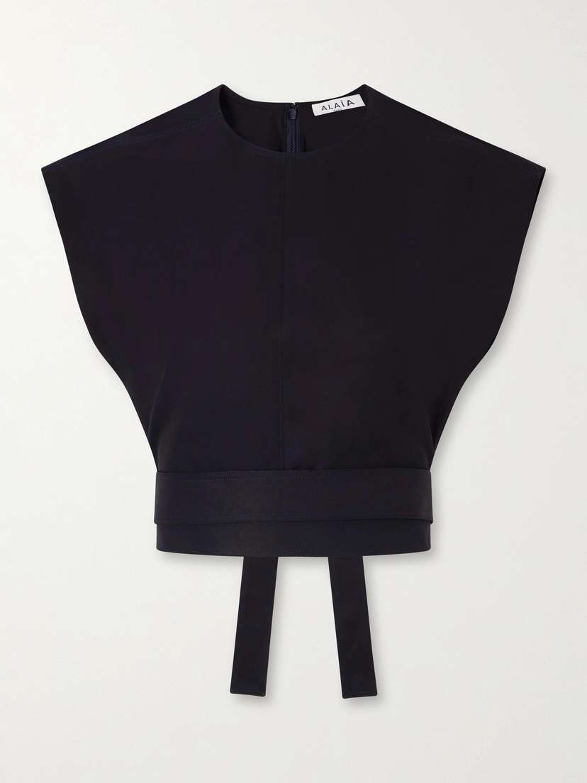 Alaïa Belted Cropped Cotton-gabardine Top