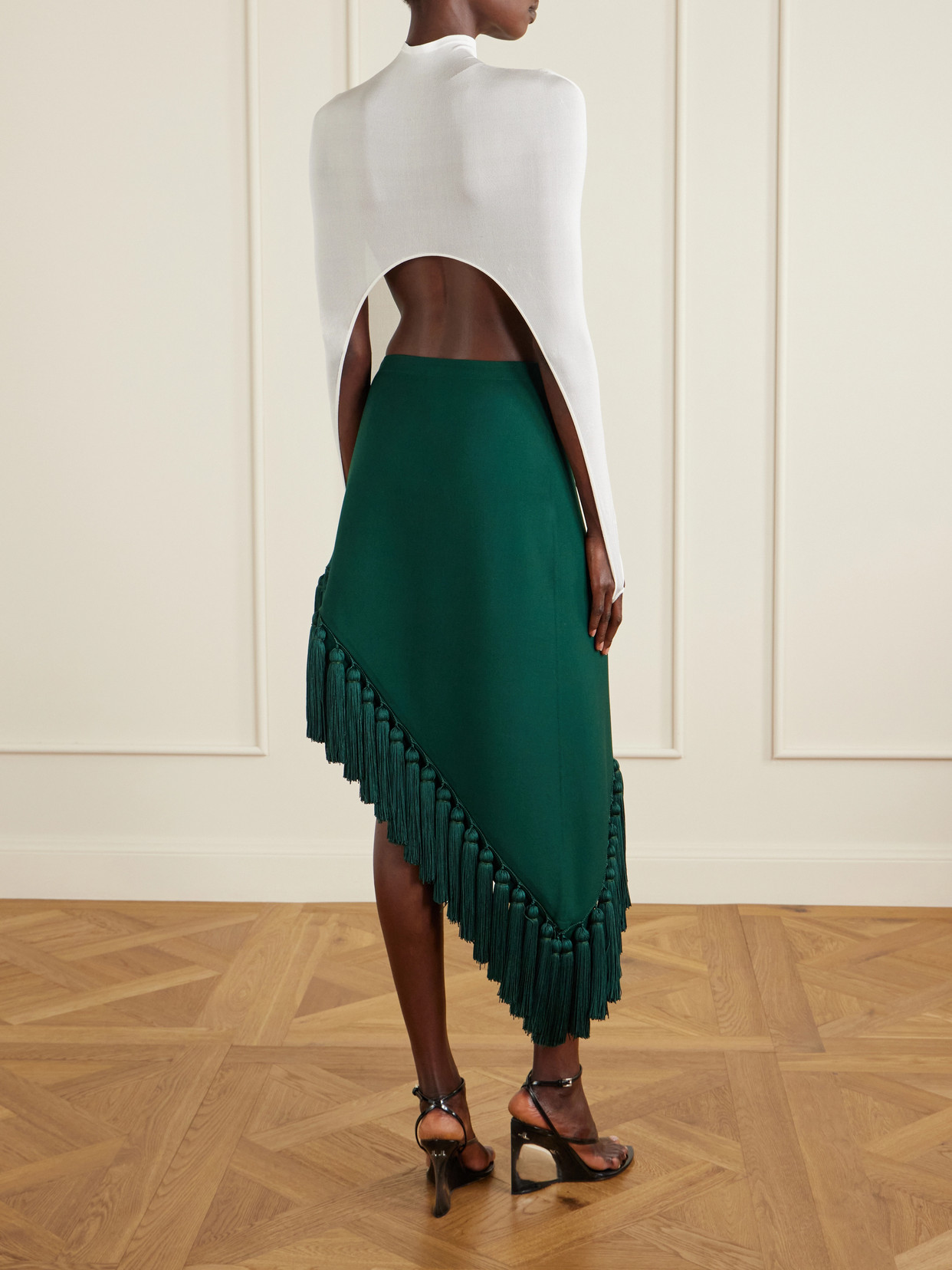 Alaïa - Cropped Turtleneck Silk-Blend Top
