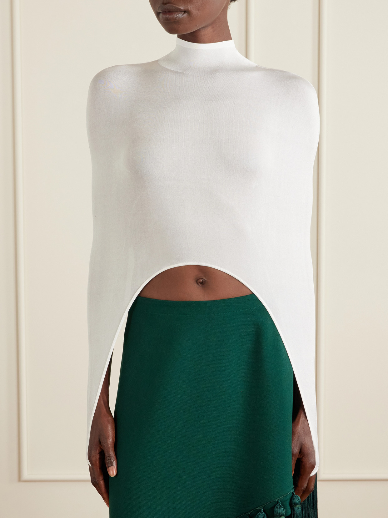 Alaïa - Cropped Turtleneck Silk-Blend Top