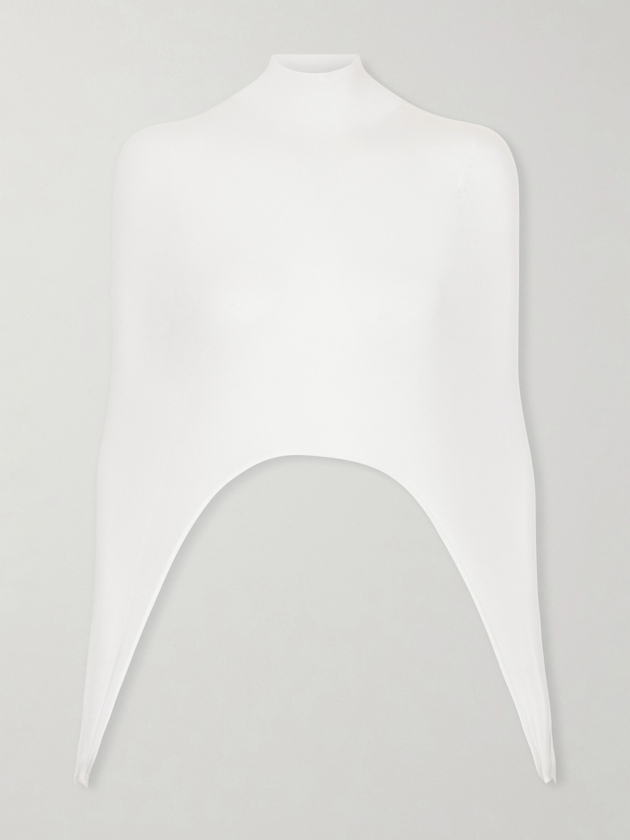 Alaïa Cropped Turtleneck Silk-blend Top In White