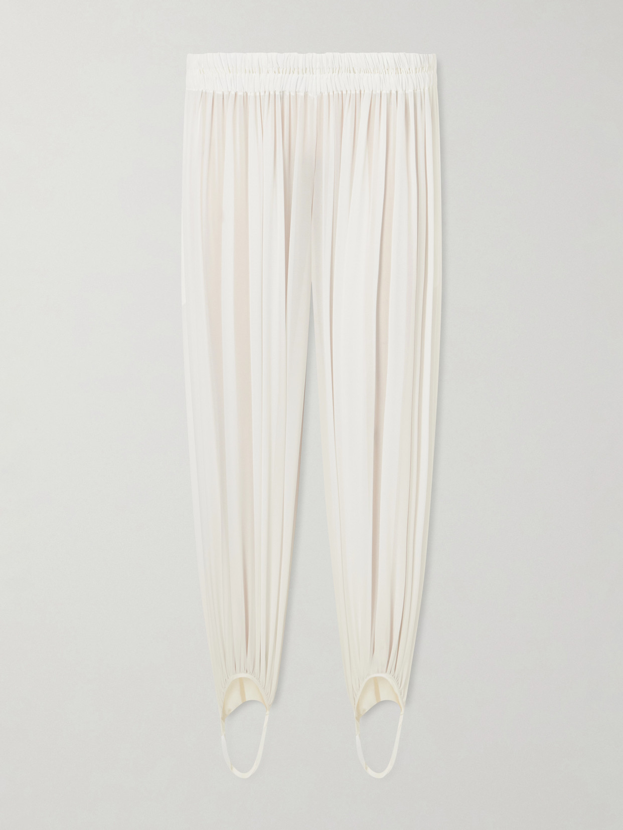 Alaïa - Shirred Silk-blend Georgette Balloon Pants - Neutrals