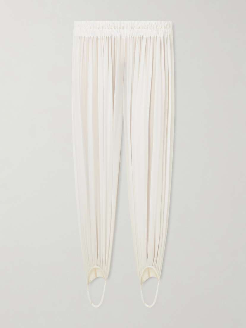 Alaïa Shirred Stretch-silk Georgette Tapered Pants