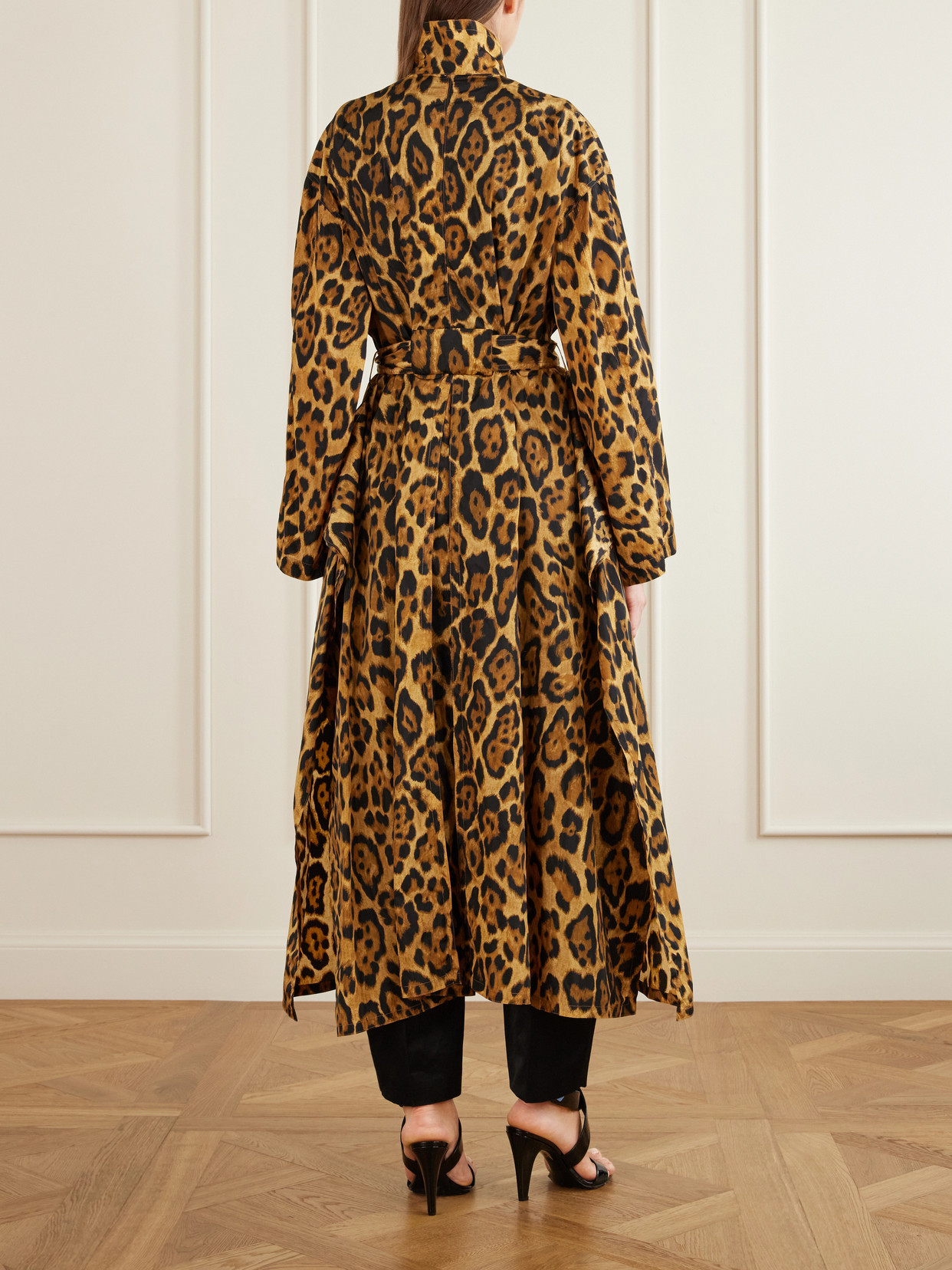 Alaïa - Belted Leopard-Print Taffeta Trench Coat