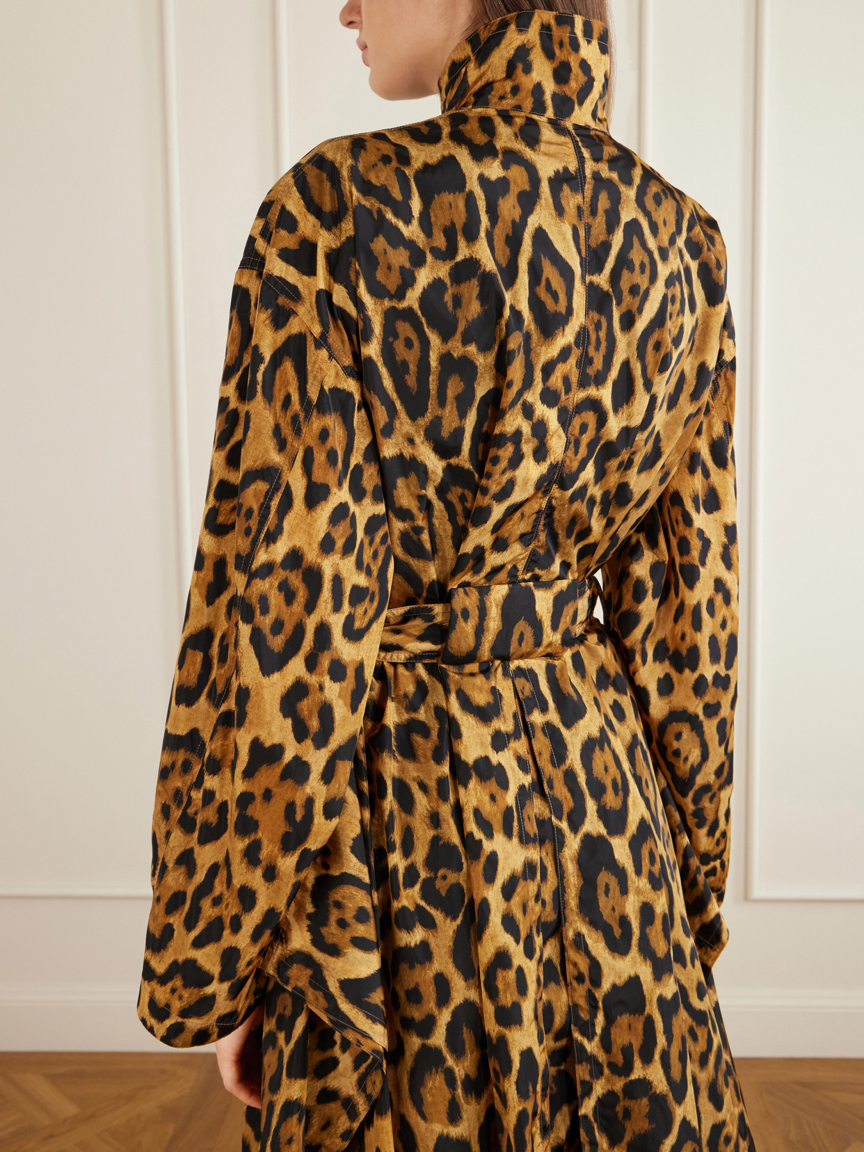 Alaïa - Belted Leopard-Print Taffeta Trench Coat