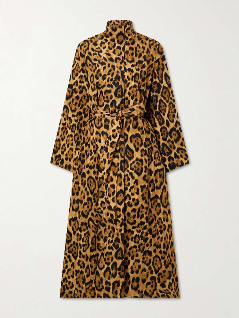 Alaïa Belted Leopard-print Taffeta Trench Coat