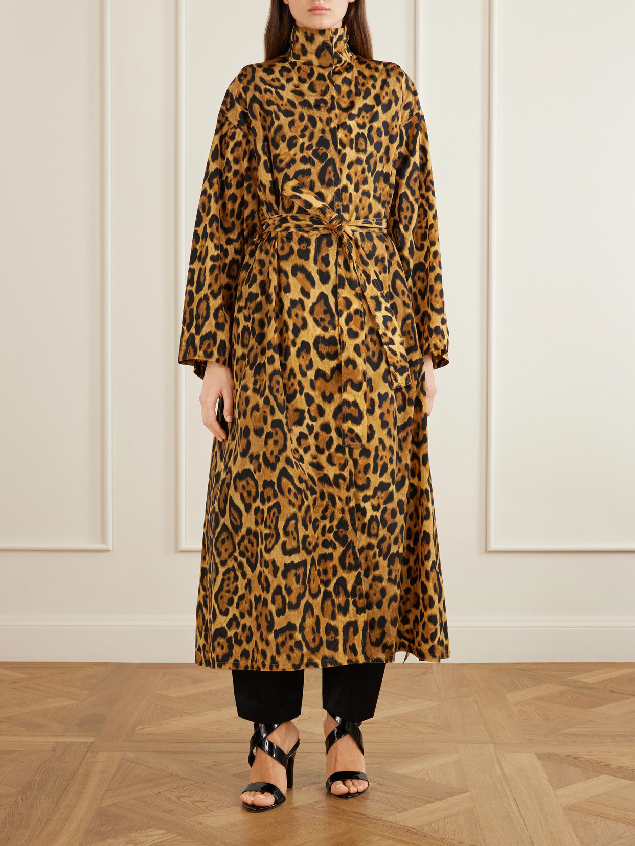 Alaïa - Belted Leopard-Print Taffeta Trench Coat