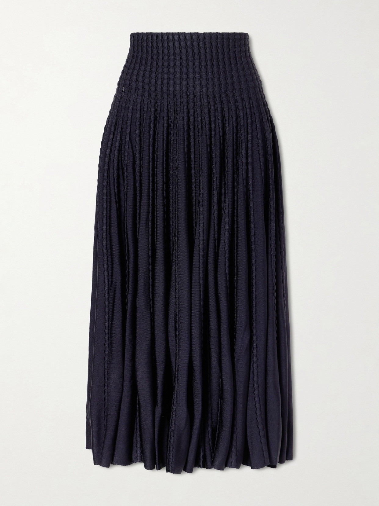 Alaïa Textured Knitted Midi Skirt In Blue