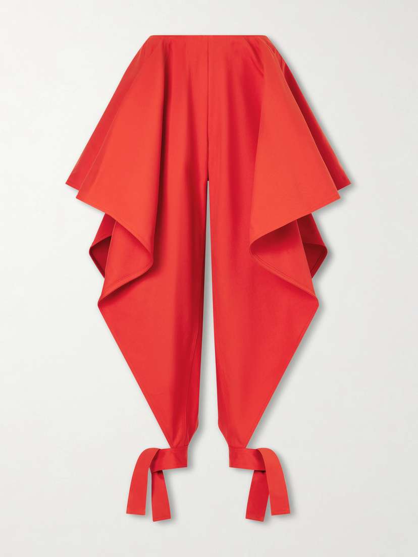 Alaïa Paneled Ruffled Cotton-gabardine Wide-leg Pants