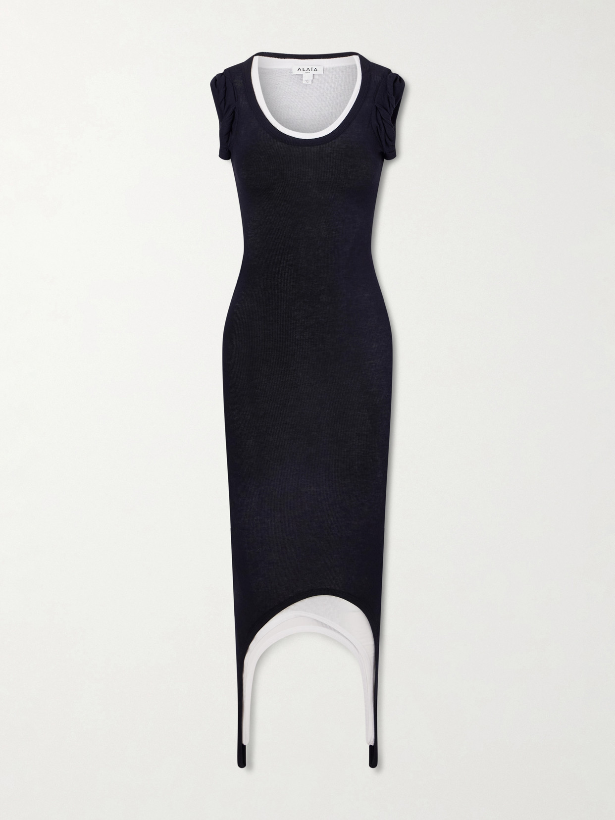 Alaïa Layered Stretch-knit Midi Dress In Black