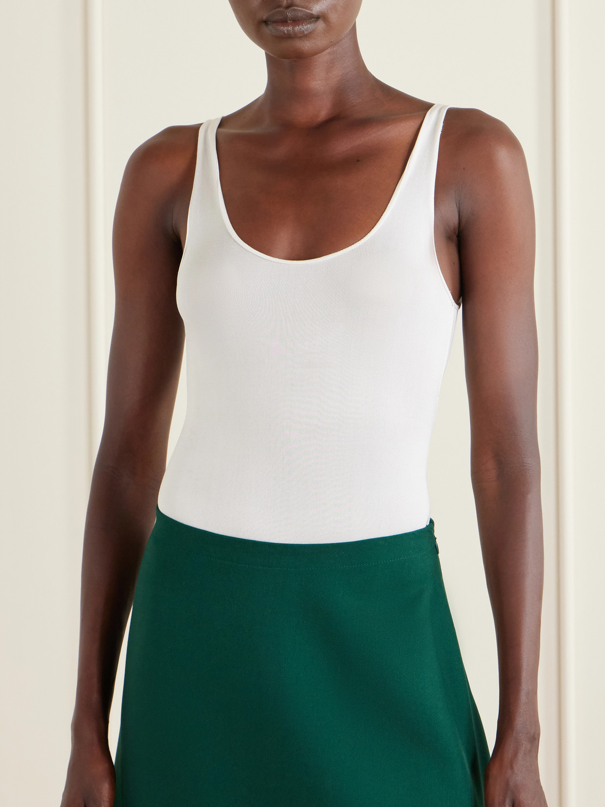 Alaïa Silk-blend Bodysuit In White
