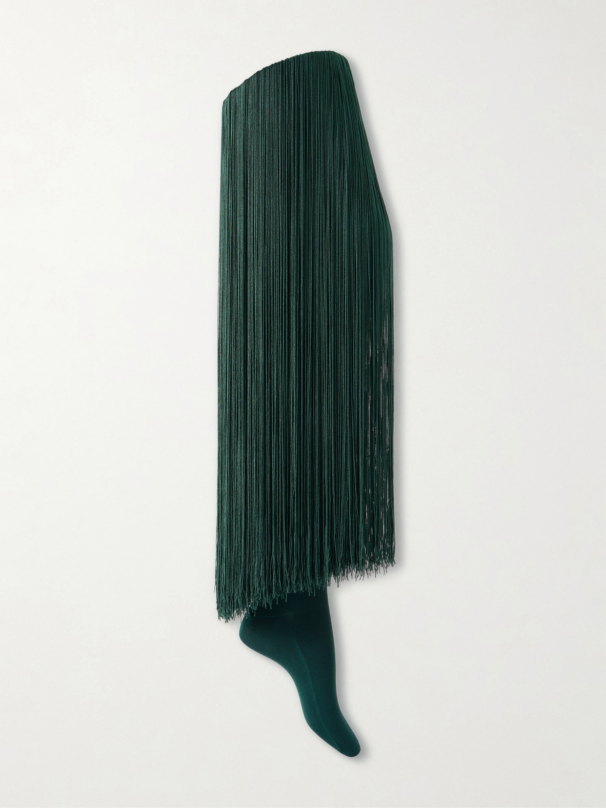 Alaïa Fringed Knit High Socks In Green