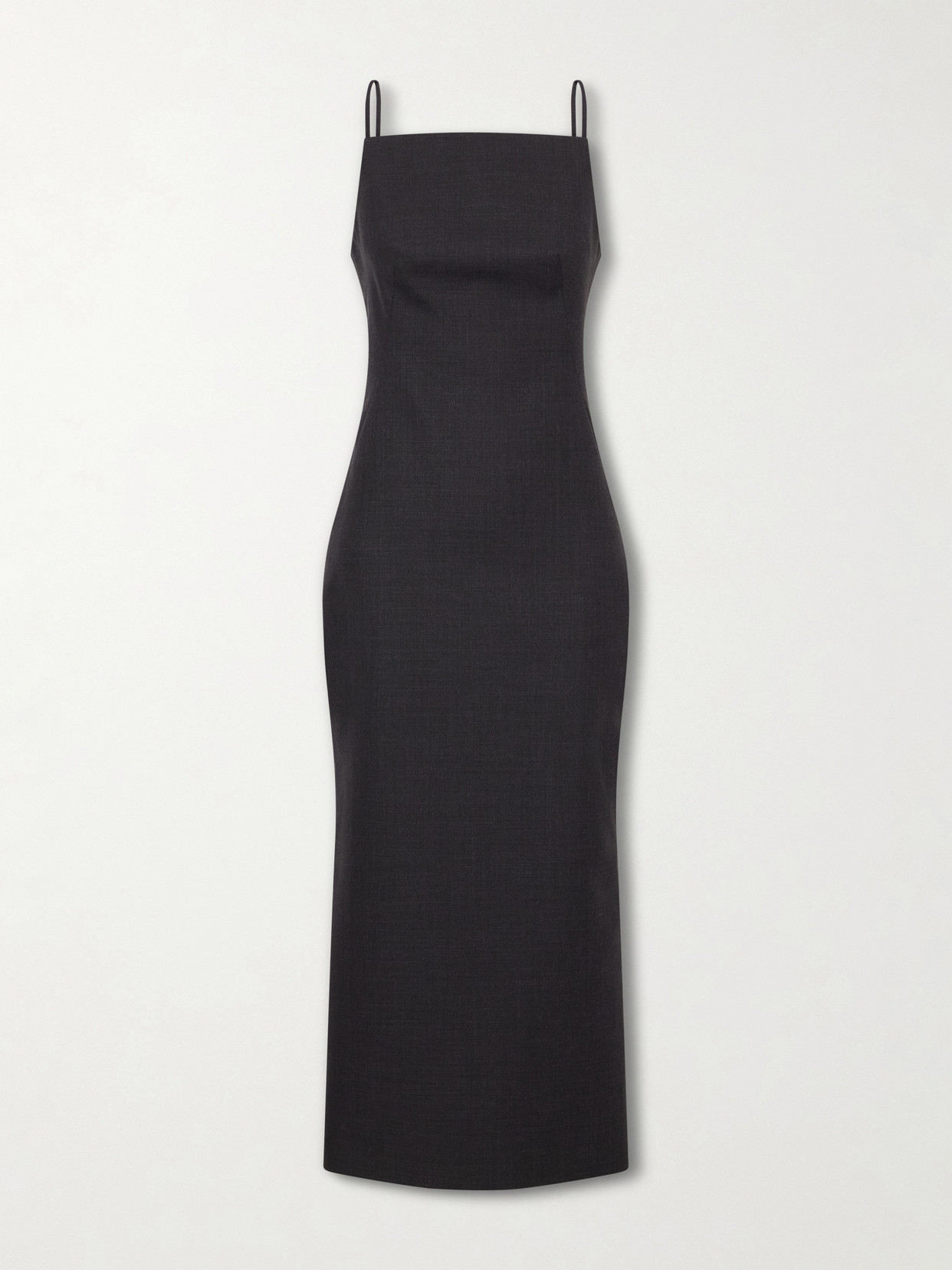 Givenchy Sliced Kickback Grain De Poudre Wool Midi Dress In Gray