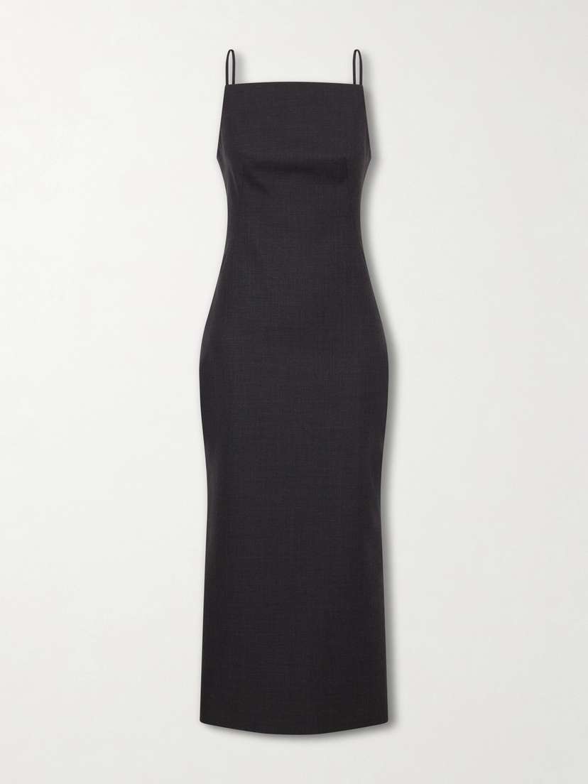 Givenchy Sliced Kickback Grain De Poudre Wool Midi Dress