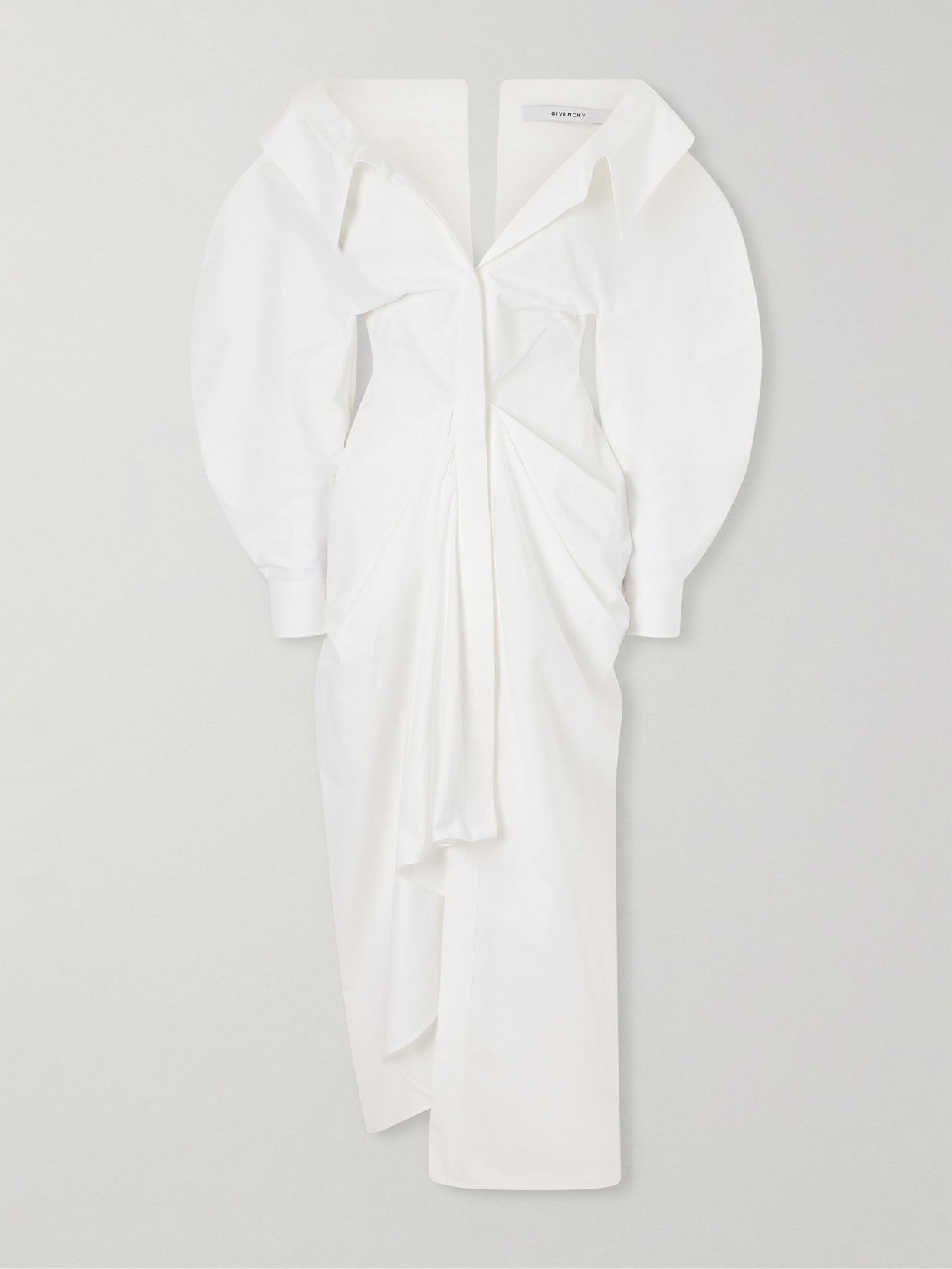 Givenchy Off-the-shoulder Cotton Poplin Midi Shirt Dress In White