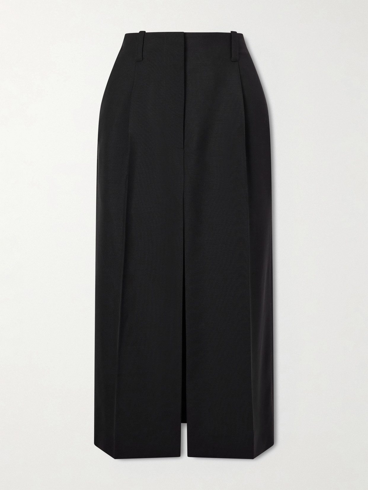Givenchy Pleated Wool And Mohair-blend Midi Skirt In Black