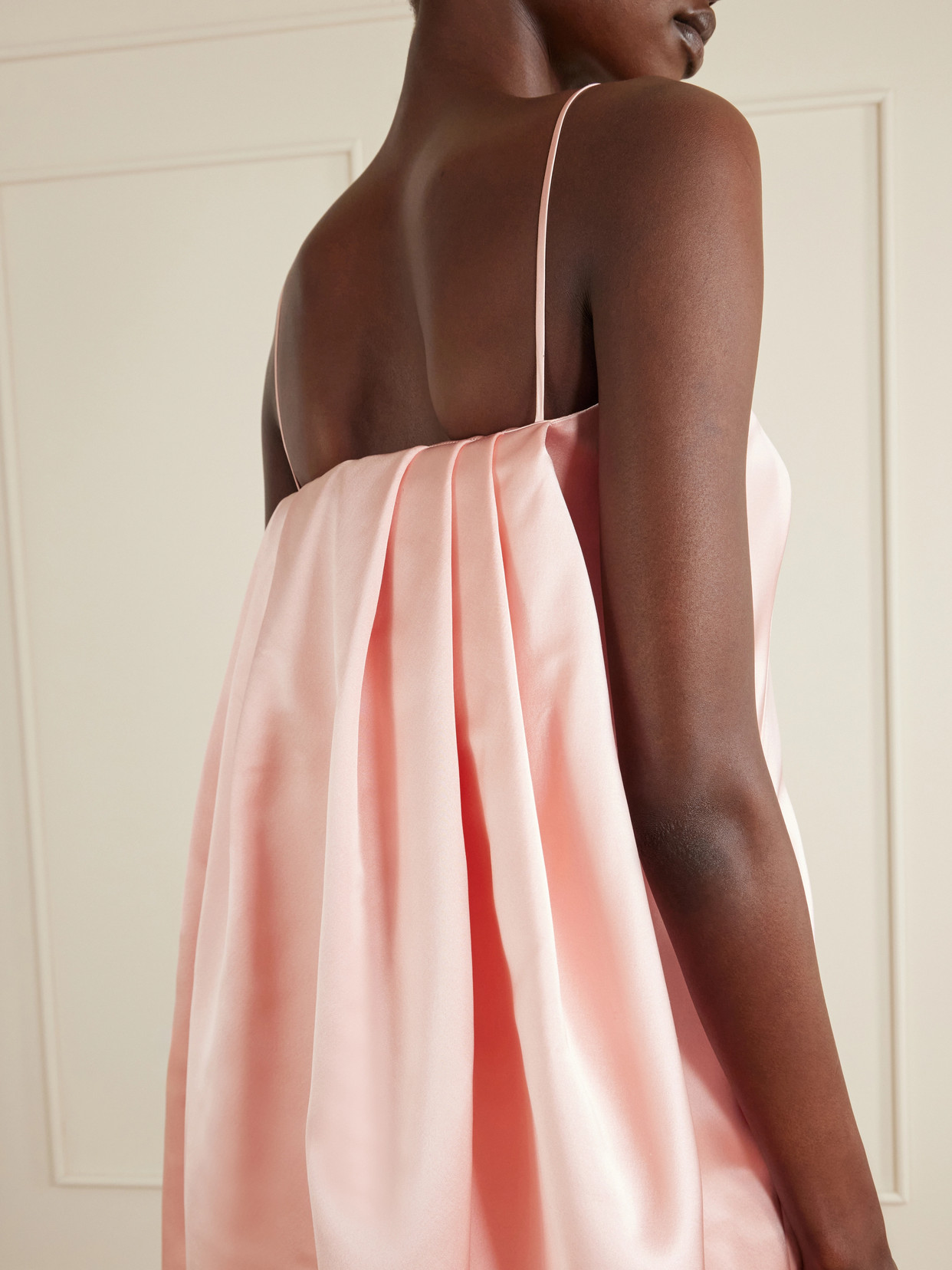 Cape-Effect Silk-Satin Mini Dress