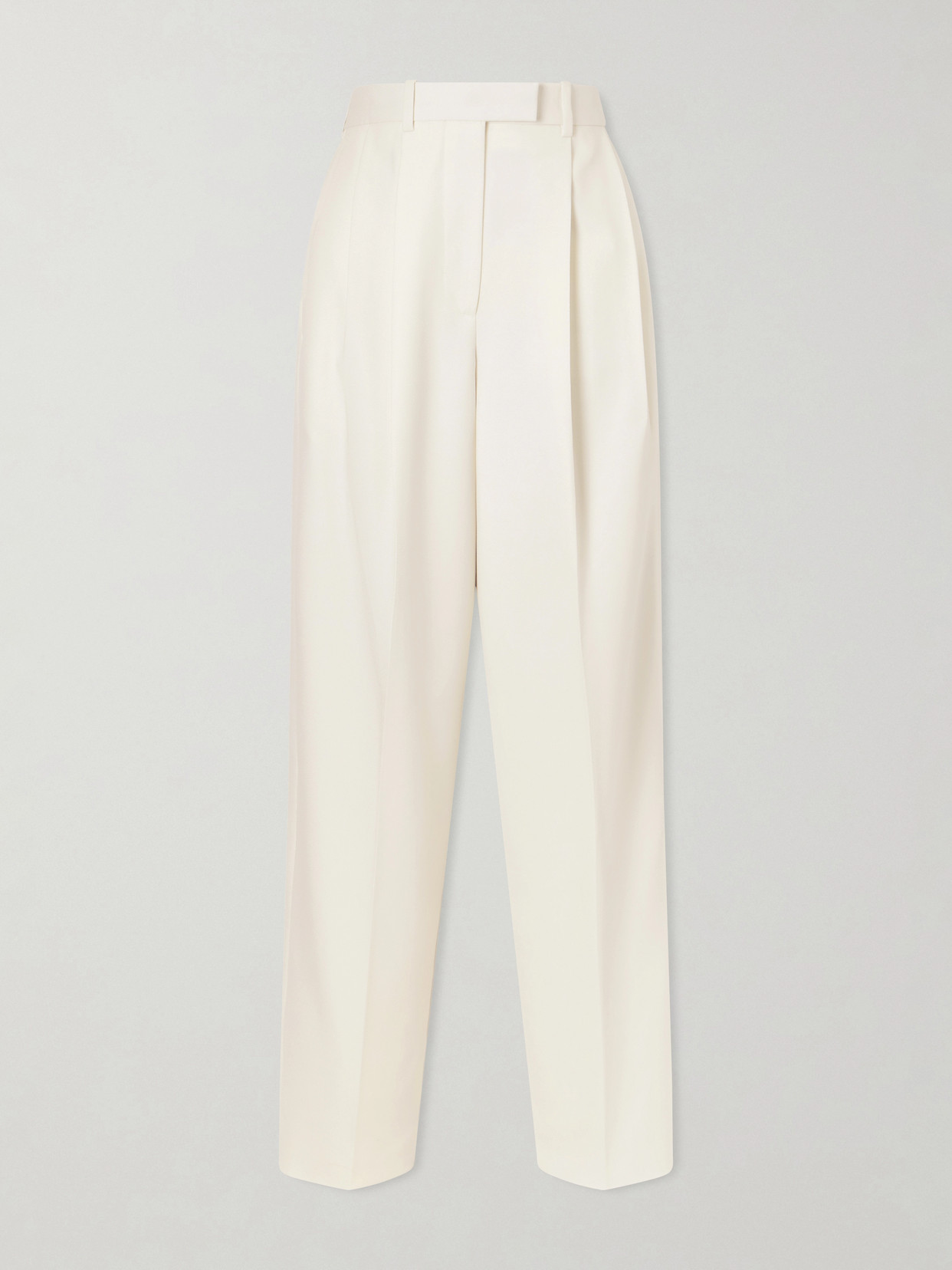 Givenchy Pleated Grain De Poudre Wool And Mohair-blend Wide-leg Pants In Neutral
