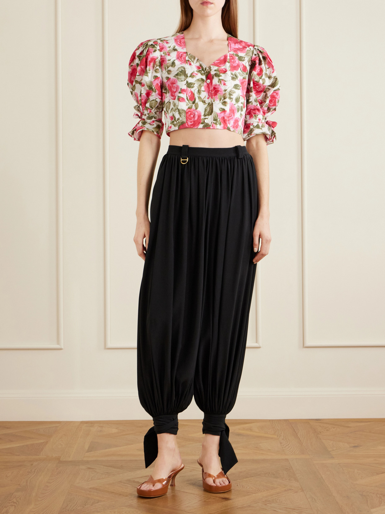 Chloé Chloe Women Pantaloni Fluidi A Pieghe In Charmeuse Di Seta In Black