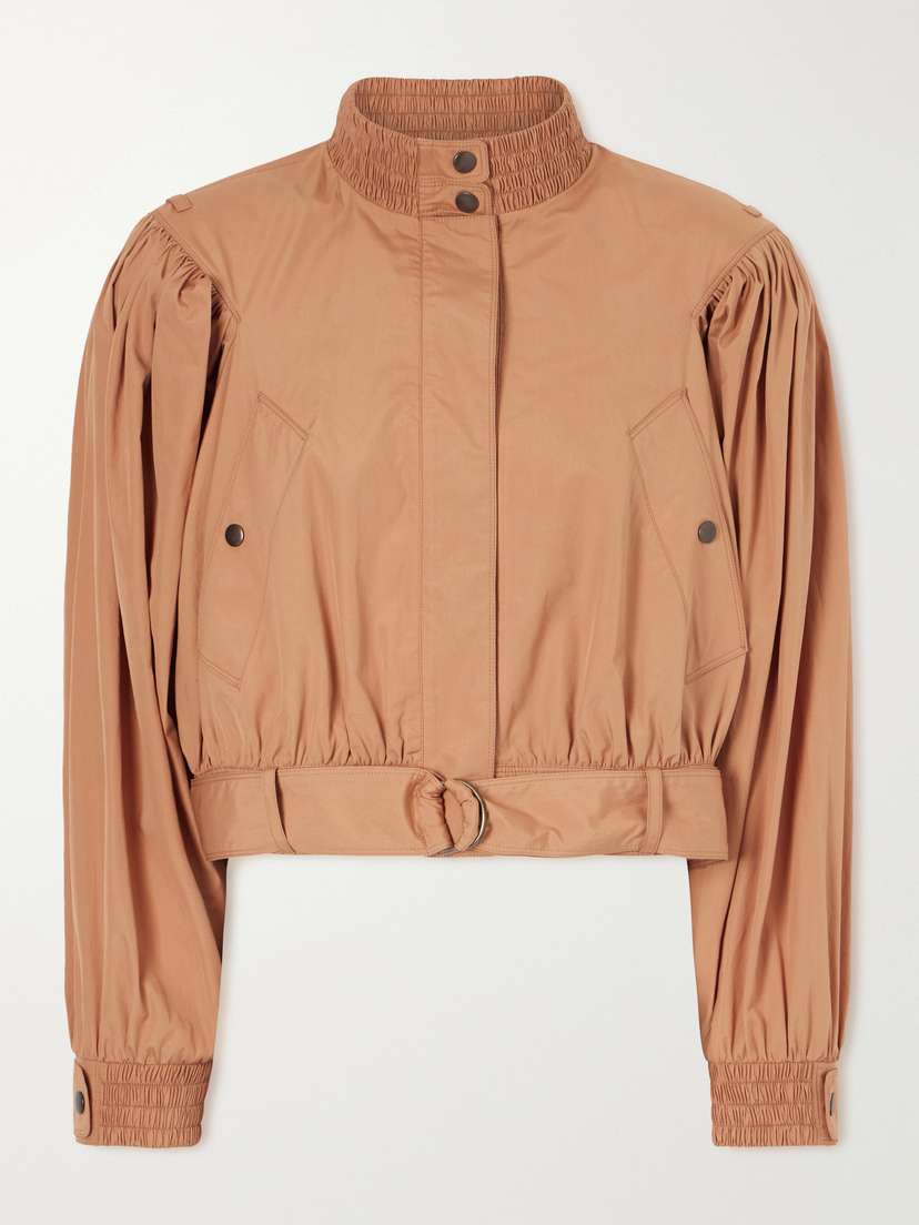 Chloé Cropped Belted Gathered Cotton-poplin Jacket