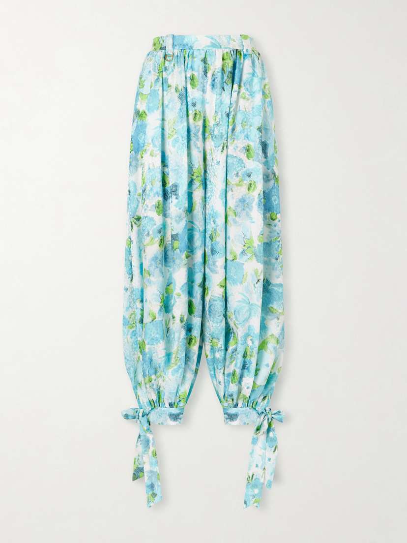 Chloé Floral-print Silk-jacquard Cropped Pants