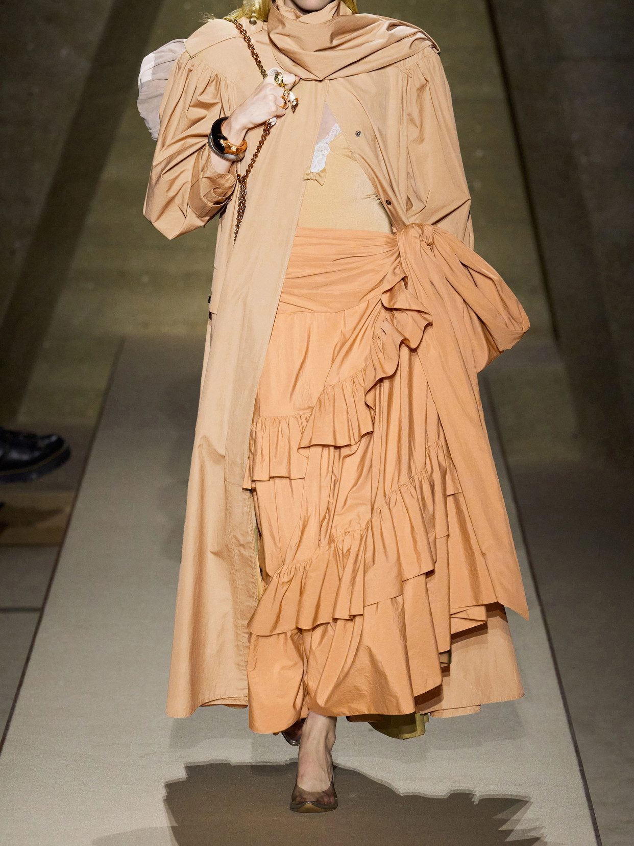 Chloé - Bow-Detailed Ruffled Organic Cotton-Poplin Midi