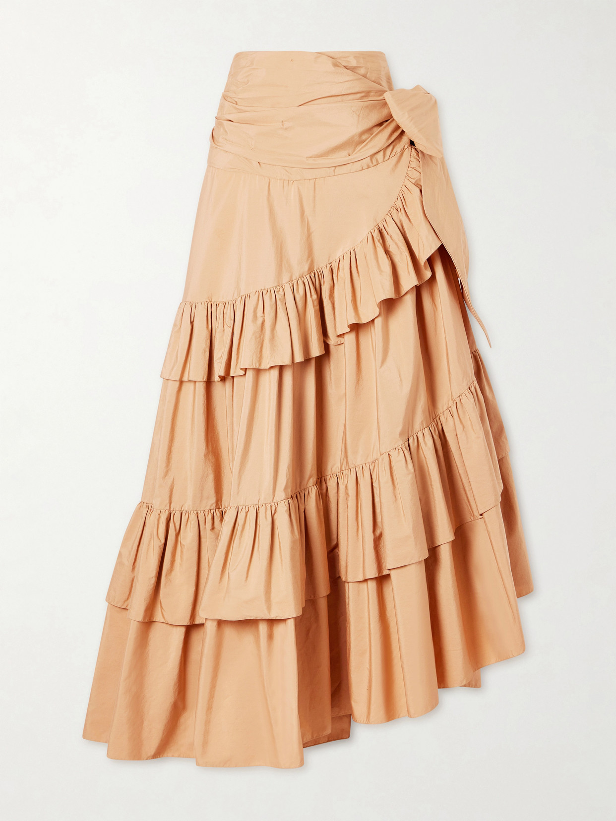 Chloé - Bow-Detailed Ruffled Organic Cotton-Poplin Midi