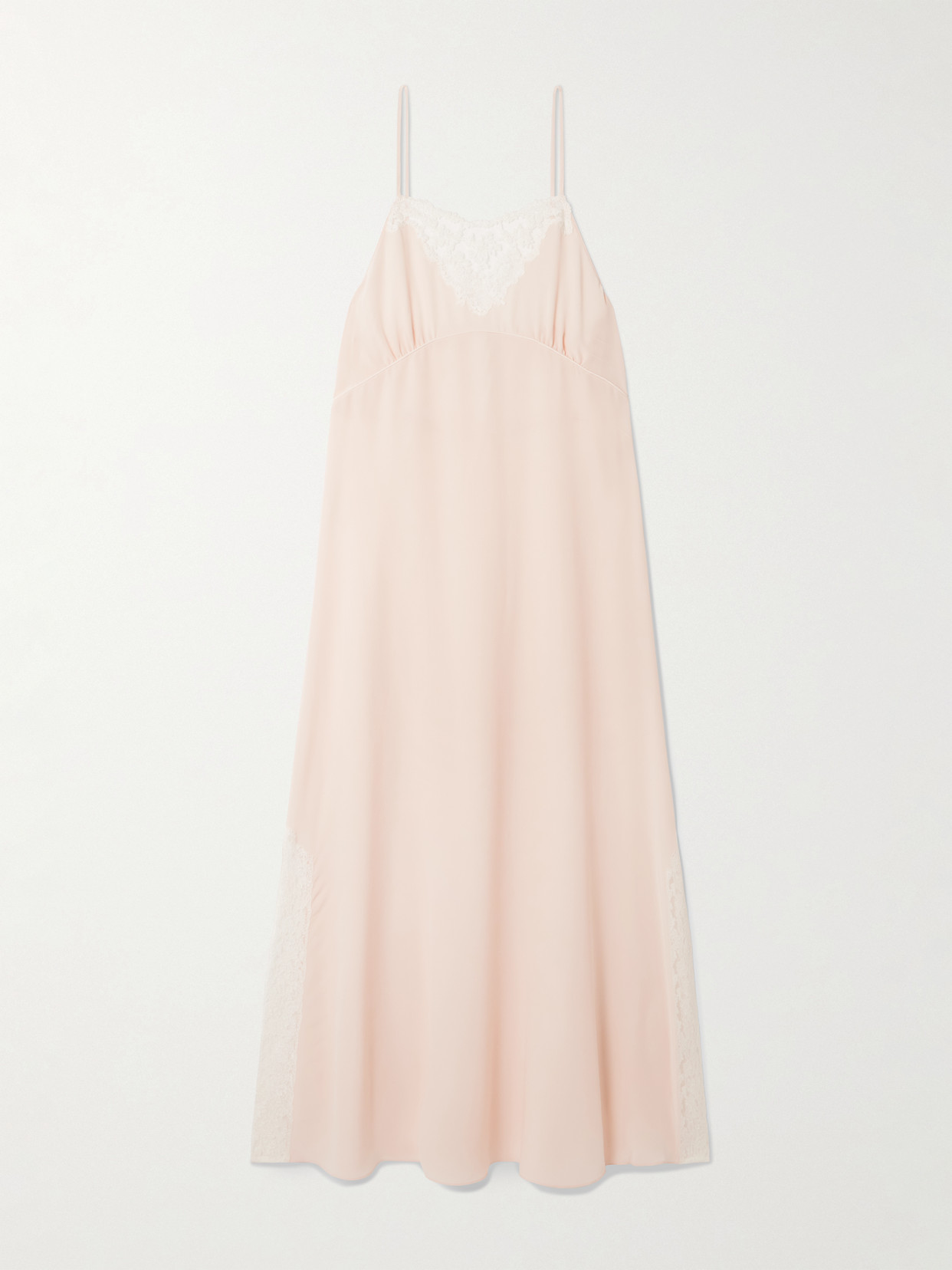 Chloé Lace-trimmed Silk Crepe De Chine Maxi Dress In Pink