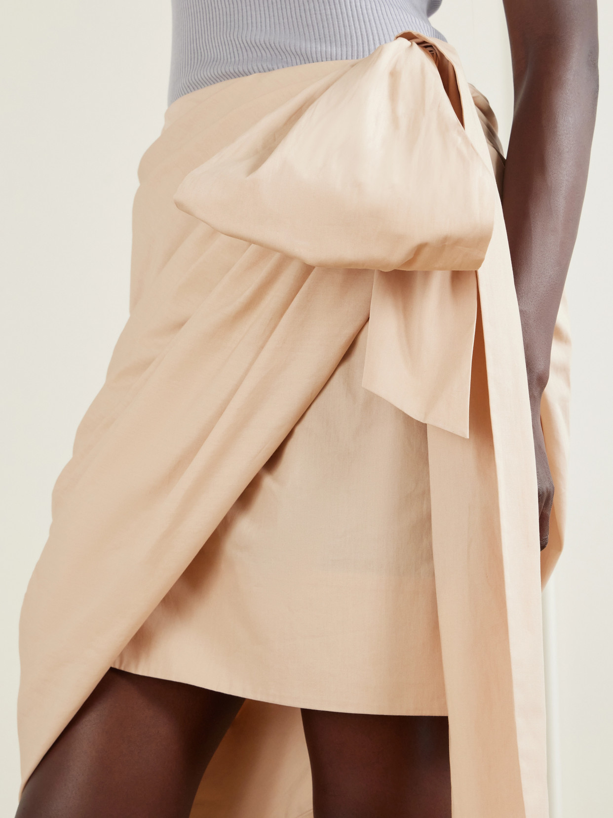 Chloé - Bow-Embellished Draped Cotton Midi