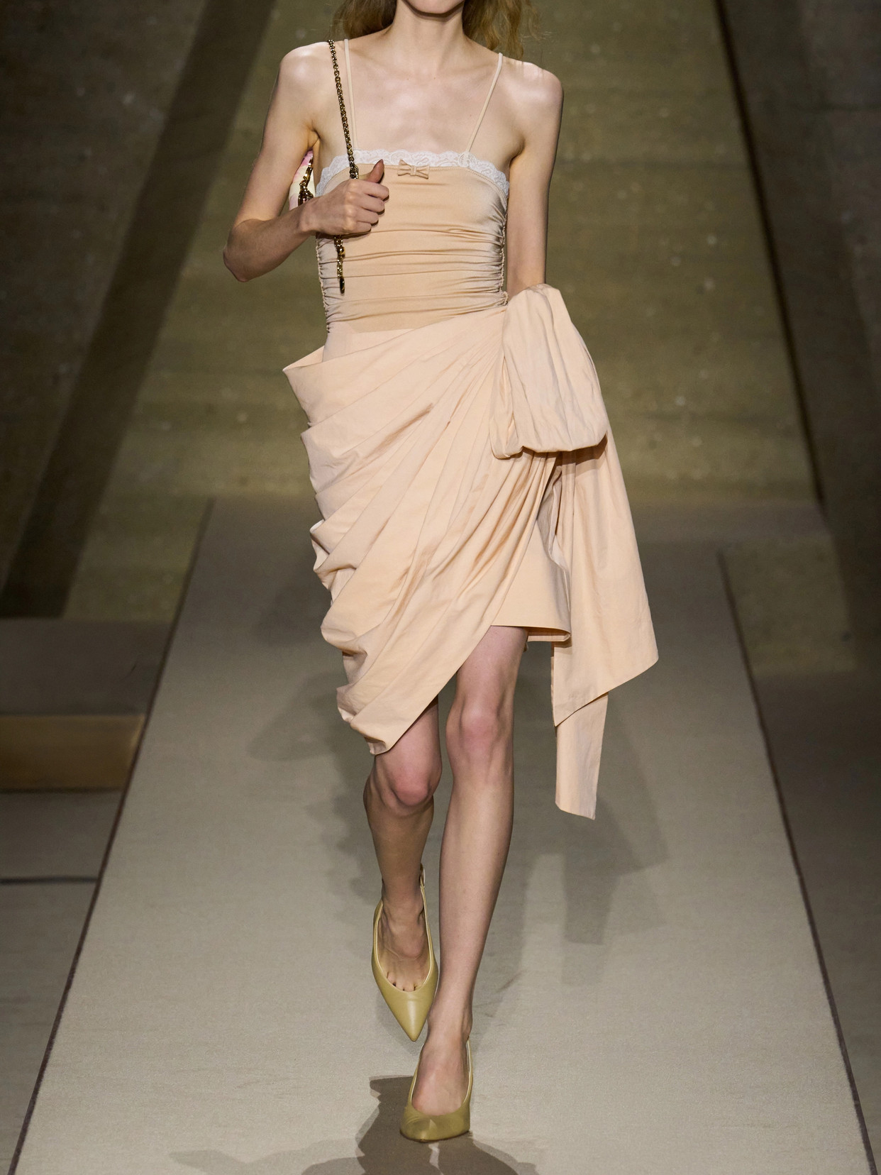 Chloé - Bow-Embellished Draped Cotton Midi