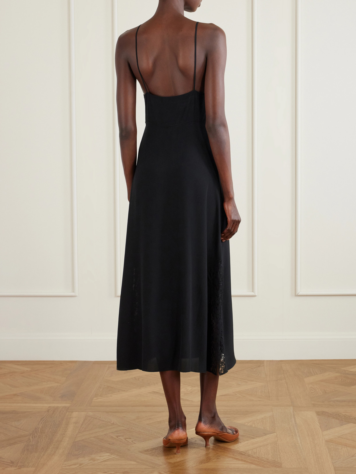 Chloé - Lace-Trimmed Silk Crepe De Chine Midi Dress