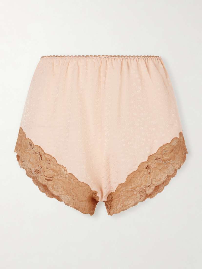 Chloé Lace-trimmed Silk-jacquard Shorts