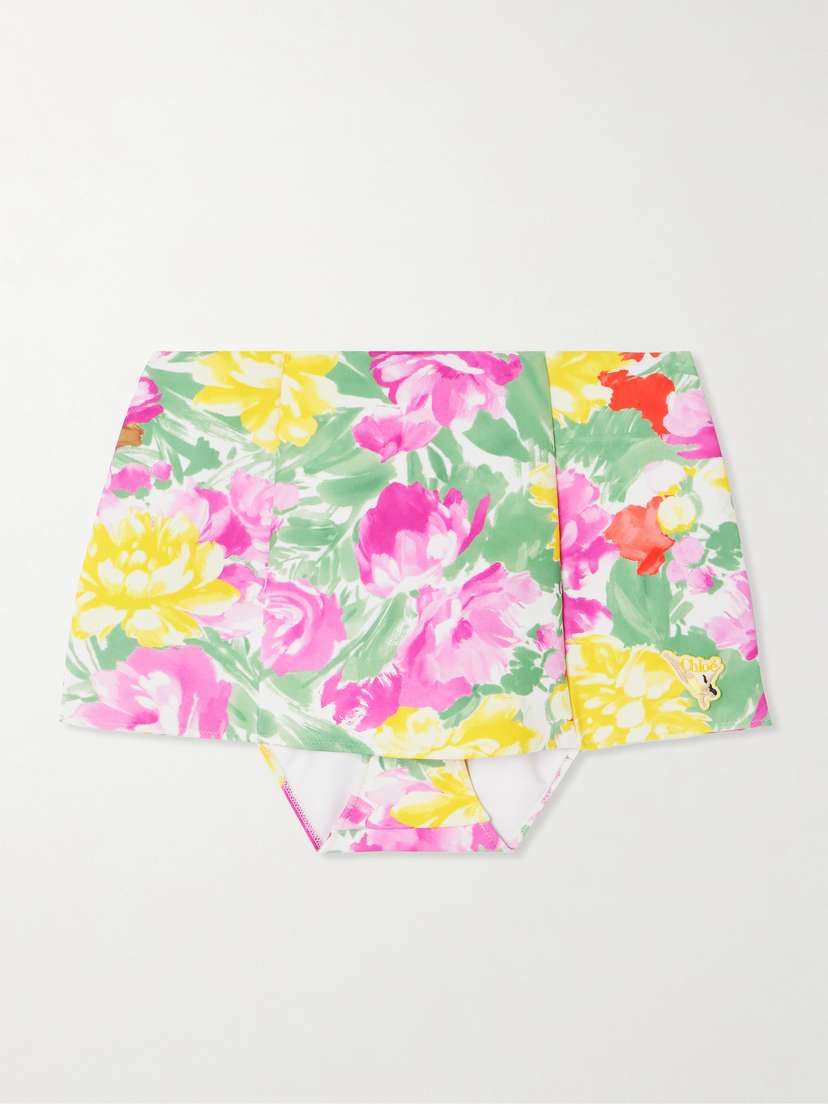 Chloé Appliquéd Floral-print Bikini Skirt