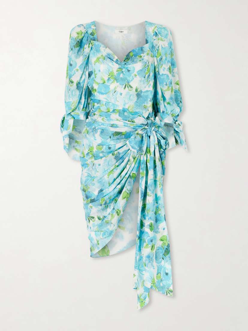 Chloé Draped Floral-print Silk Mini Dress
